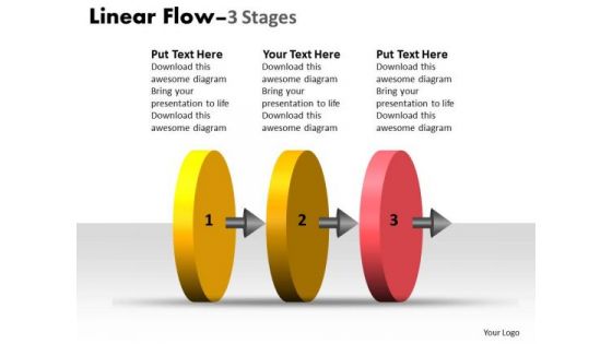 Business Finance Strategy Development Linear Flow 3 Stages Business Cycle Diagram