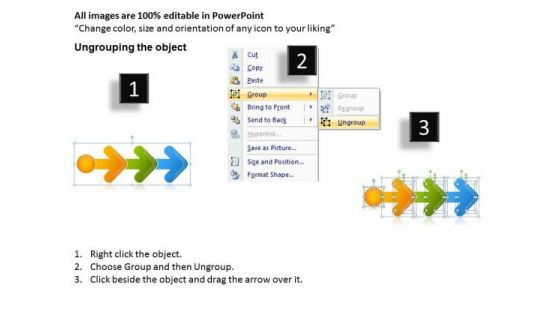 Business Finance Strategy Development Linear Flow Arrow 3 Stages Consulting Diagram