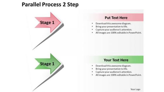Business Finance Strategy Development Parallel Process 2 Step Sales Diagram