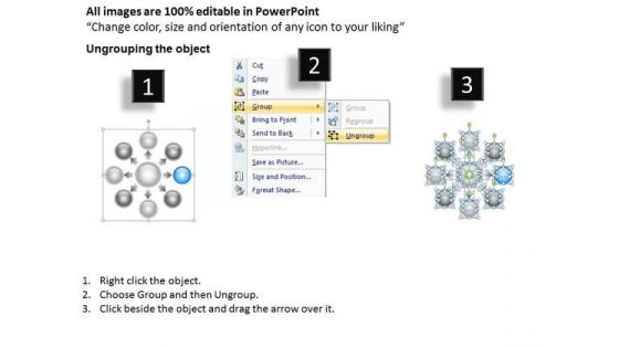 Business Flow Charts Examples 8 Stages Hub And Spoke Banking Process PowerPoint Templates