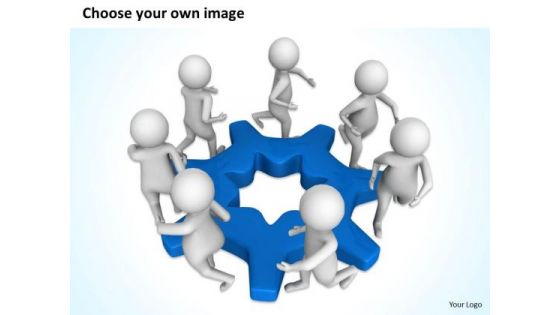 Business Flow Diagram Example 3d Men Surrounded The Gears PowerPoint Slides