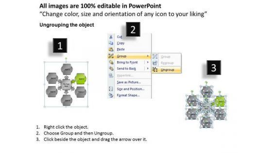 Business Flow Diagrams 6 Stages Pentagon Hub And Spoke Network Ppt 3 PowerPoint Templates