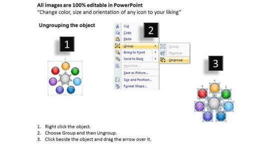Business Flow Diverging Arrow Process Diagram Circular Spoke PowerPoint Templates