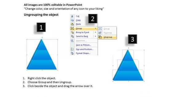 Business Framework Model 3 Staged Dependent Triangle Process Sales Diagram