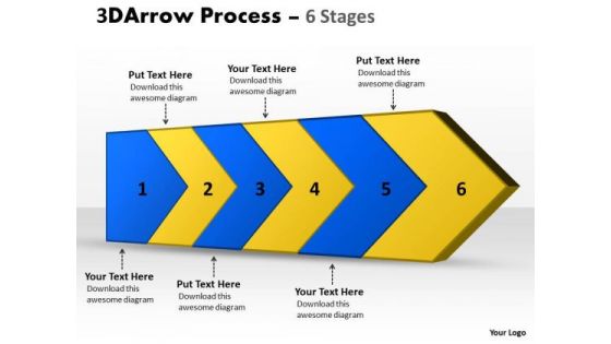 Business Framework Model 3d Arrow Process 6 Stages Sales Diagram