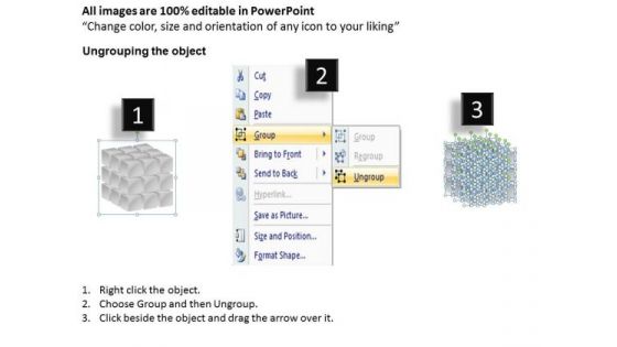 Business Framework Model 3d Cubes Broken Style Marketing Diagram