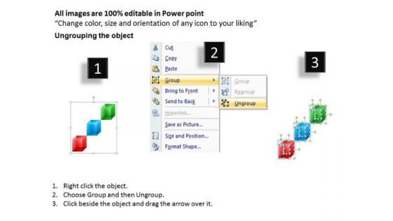 Business Framework Model 3d Cubes For Linear Process Business Diagram