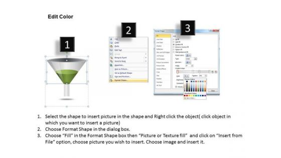 Business Framework Model 3d Funnel Diagram Representing Percentage Strategy Diagram