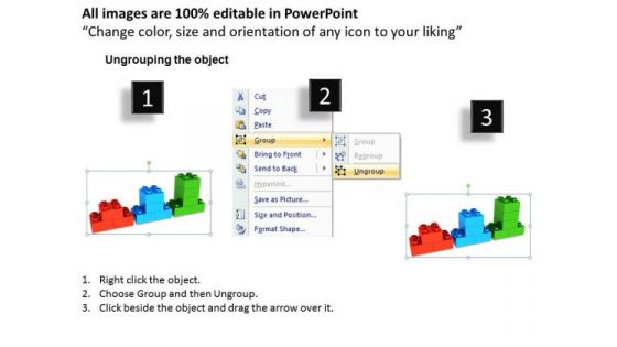 Business Framework Model 3d Lego Blocks Step Process 3 Stages Strategy Diagram