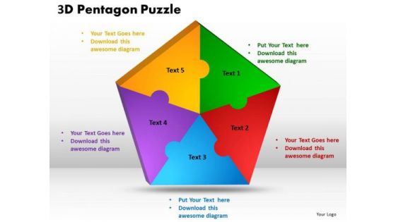 Business Framework Model 3d Pentagon Puzzle Process Business Cycle Diagram