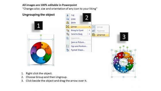 Business Framework Model 7 Components Diagram Circular Puzzle Process Sales Diagram