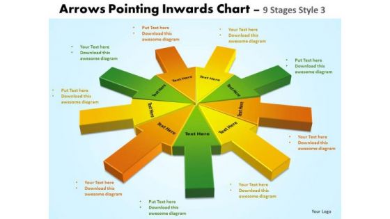 Business Framework Model Arrows Pointing Inwards Chart 9 Stages Business Cycle Diagram