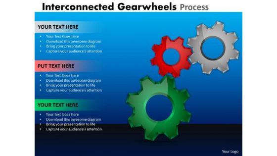 Business Framework Model Interconnected Gearwheels Process Marketing Diagram