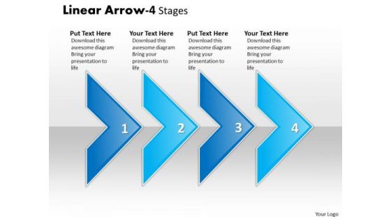 Business Framework Model Linear Arrow 4 Stages Marketing Diagram