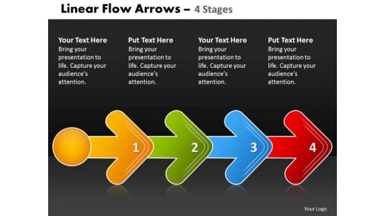 Business Framework Model Linear Flow Arrow 4 Stages 2 Diagram