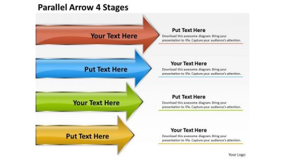 Business Framework Model Parallel Arrow 4 Stages Business Finance Strategy Development