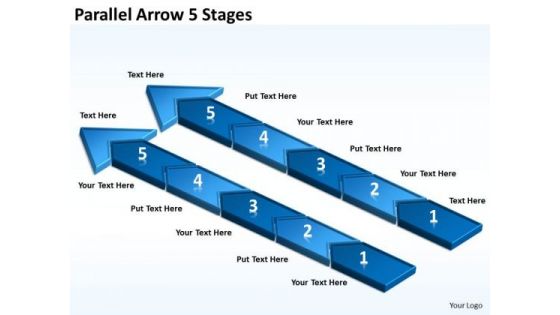 Business Framework Model Parallel Arrow 5 Stages Business Cycle Diagram