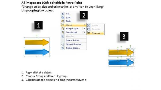 Business Framework Model Parallel Arrows 2 Stages Sales Diagram