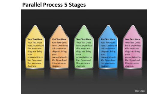 Business Framework Model Parallel Process 5 Stages Strategy Diagram