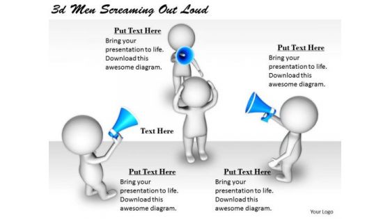 Business Growth Strategy 3d Men Screaming Out Loud Character