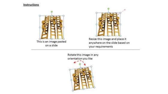 Business Integration Strategy 3d Golden Men Ladders Character Models