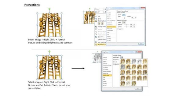 Business Integration Strategy 3d Golden Men Ladders Character Models