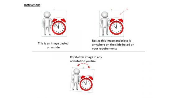 Business Integration Strategy 3d Man Standing With Alarm Clock Adaptable Concepts