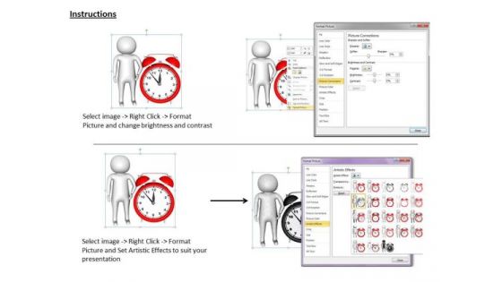 Business Integration Strategy 3d Man Standing With Alarm Clock Adaptable Concepts