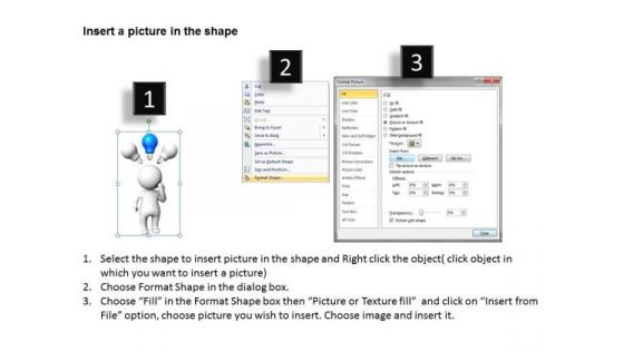 Business Intelligence Architecture Diagram 3d Man With Blue Light Blub PowerPoint Slides