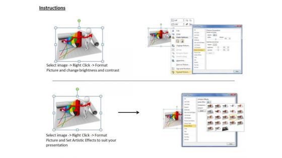 Business Intelligence Strategy 3d Bar Graph And Pie Chart Characters