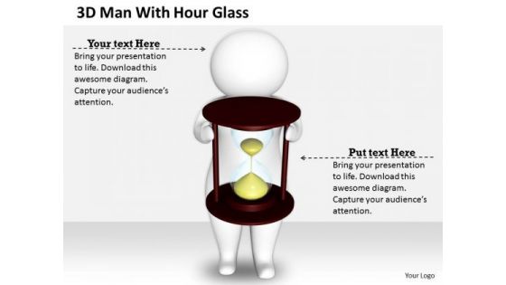 Business Intelligence Strategy 3d Man With Hour Glass Character Modeling