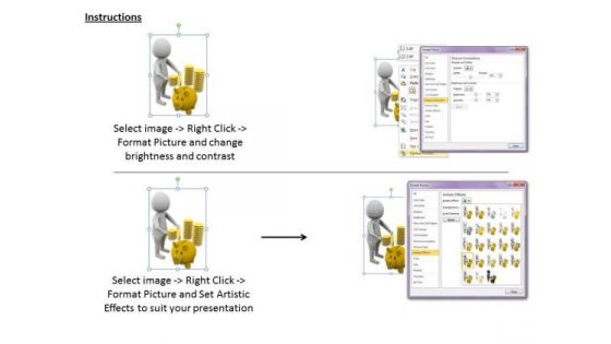 Business Intelligence Strategy 3d Man With Piggy Bank Character Modeling