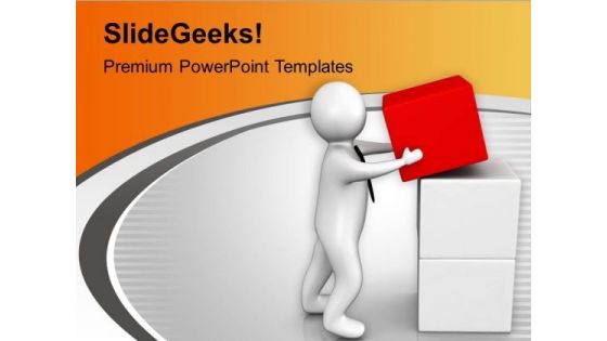 Business Man Arranges Cubes Development PowerPoint Templates Ppt Backgrounds For Slides 0213