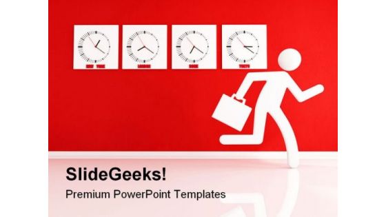 Business Man Races Future PowerPoint Template 1110