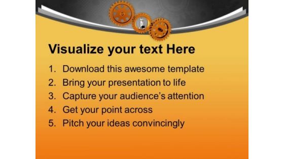 Business Man Running On Gears PowerPoint Templates Ppt Backgrounds For Slides 0713