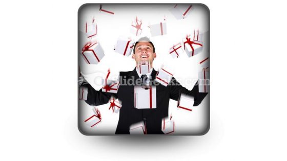 Business Man With Gifts PowerPoint Icon S