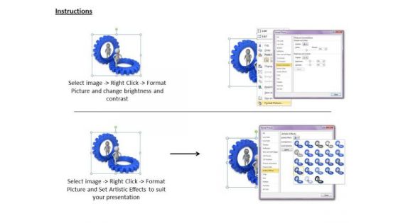 Business Management Strategy 3d Blue Gear Character Models