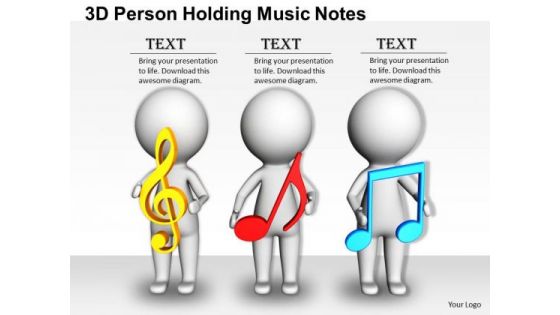 Business Management Strategy 3d Person Holding Music Notes Character