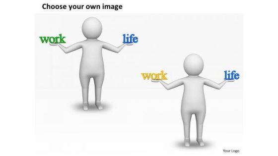 Business Men 3d Man Balanced Work And Life PowerPoint Slides