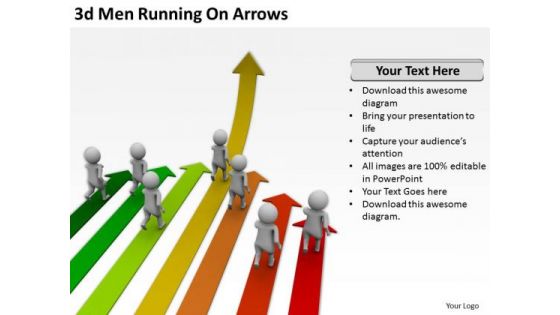 Business Men 3d Running On Arrows PowerPoint Templates Ppt Backgrounds For Slides