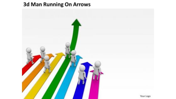 Business Men 3d Running On Arrows PowerPoint Templates Ppt Backgrounds For Slides