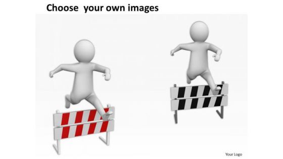 Business Men Jump Over Obstacles To Reach Success PowerPoint Templates Ppt Backgrounds For Slides