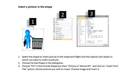 Business Men PowerPoint Templates Download Man Standing Near Big Calculator Slides
