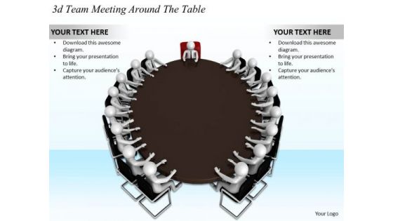 Business Model Strategy 3d Team Meeting Around The Table Character