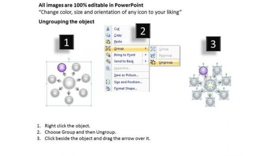 Business Network Diagram Examples 7 Stages Hub And Spoke Marketing Process Ppt PowerPoint Slides