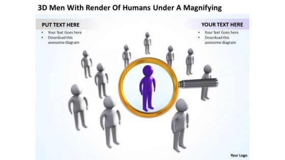 Business Organizational Chart Examples Render Of Humans Under Magnifying 1 PowerPoint Templates
