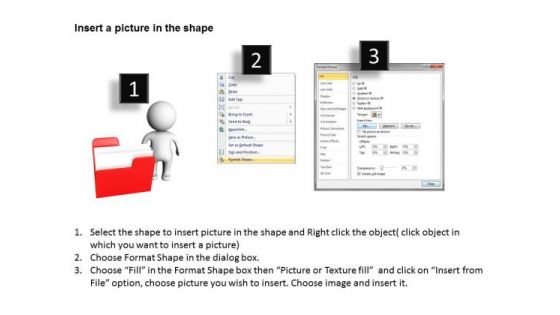 Business Organizational Chart Template 3d Man And Red Folder PowerPoint Templates