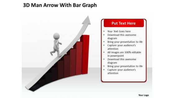 Business Organizational Chart Template 3d Man Arrow With Bar Graph PowerPoint Templates