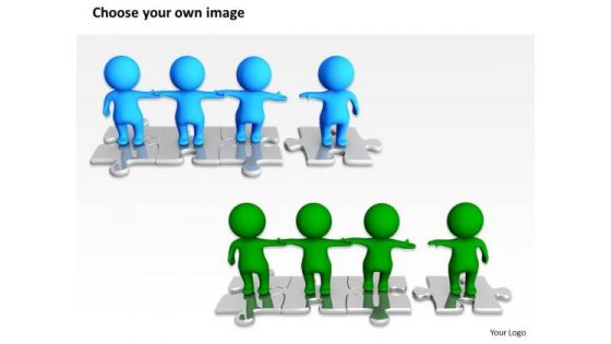 Business Organizational Chart Template Together Green Puzzle Pieces PowerPoint Templates