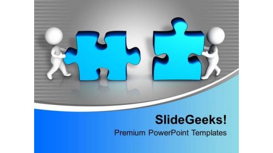 Business Partners Assembling Puzzles Solution PowerPoint Templates Ppt Backgrounds For Slides 0313